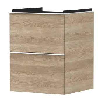 Dulap baza suspendat Hansgrohe Xelu Q cu 2 sertare  48cm  stejar natur  manere crom d168 imagine