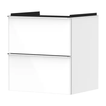 Dulap baza suspendat Hansgrohe Xelu Q cu 2 sertare  58cm  alb lucios  manere crom c1d3 imagine