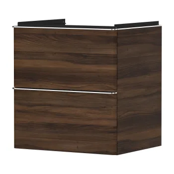 Dulap baza suspendat Hansgrohe Xelu Q cu 2 sertare  58cm  nuc inchis  manere crom 7148 imagine