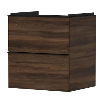 Dulap baza suspendat Hansgrohe Xelu Q cu 2 sertare  58cm  nuc inchis  manere negru mat f46b imagine