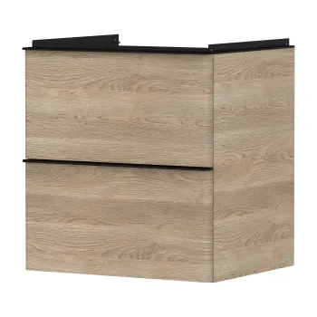 Dulap baza suspendat Hansgrohe Xelu Q cu 2 sertare  58cm  stejar natur  manere negru mat 14d7 imagine