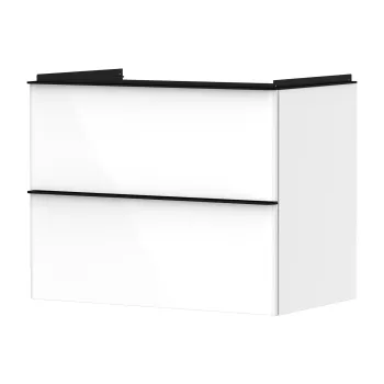 Dulap baza suspendat Hansgrohe Xelu Q cu 2 sertare  78cm  alb lucios  manere negru mat 6bff imagine