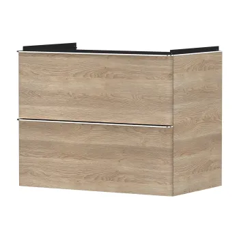 Dulap baza suspendat Hansgrohe Xelu Q cu 2 sertare  78cm  stejar natur  manere crom f6f7 imagine