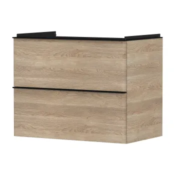 Dulap baza suspendat Hansgrohe Xelu Q cu 2 sertare  78cm  stejar natur  manere negru mat fff1 imagine