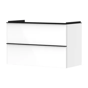 Dulap baza suspendat Hansgrohe Xelu Q cu 2 sertare  98cm  alb lucios  manere negru mat ad36 imagine