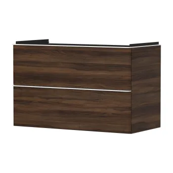 Dulap baza suspendat Hansgrohe Xelu Q cu 2 sertare  98cm  nuc inchis  manere alb mat 3caa imagine