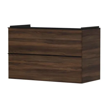 Dulap baza suspendat Hansgrohe Xelu Q cu 2 sertare  98cm  nuc inchis  manere negru mat 2cdc imagine