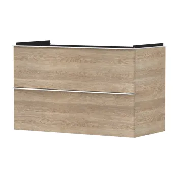 Dulap baza suspendat Hansgrohe Xelu Q cu 2 sertare  98cm  stejar natur  manere alb mat b3c3 imagine