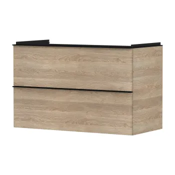 Dulap baza suspendat Hansgrohe Xelu Q cu 2 sertare  98cm  stejar natur  manere negru mat 7fad imagine