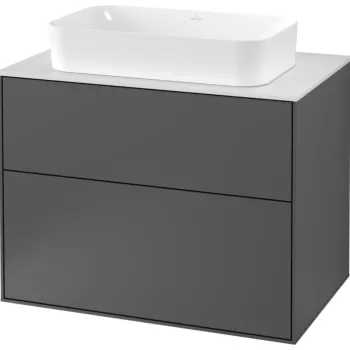 Dulap baza suspendat Villeroy & Boch Finion 80x59x50cm tip blat Anthracite Matt Laquer / Glass White Matt 660b imagine