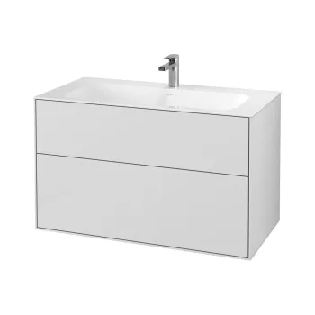 Dulap baza suspendat Villeroy & Boch Finion cu 2 sertare  100x59x50cm  Glossy White ff56 imagine