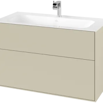 Dulap baza suspendat Villeroy & Boch Finion cu 2 sertare  100x59x50cm  Silk Grey Matt ccc6 imagine