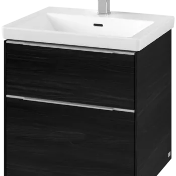 Dulap baza suspendat Villeroy & Boch Subway 3.0 572x576x478 mm cu doua sertare  Black Oak  maner aluminiu ac27 imagine