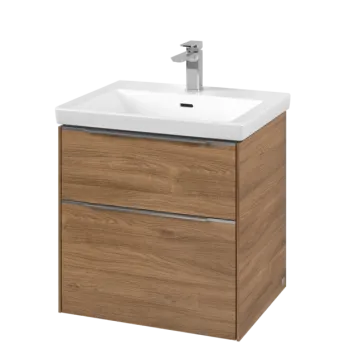 Dulap baza suspendat Villeroy & Boch Subway 3.0 572x576x478 mm cu doua sertare  Oak Kansas  maner aluminiu aa4e imagine