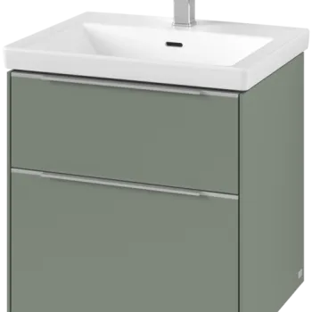 Dulap baza suspendat Villeroy & Boch Subway 3.0 572x576x478 mm cu doua sertare  Soft Green  maner aluminiu 3144 imagine