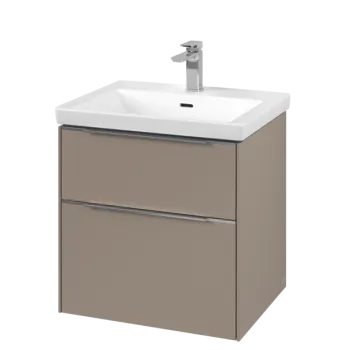 Dulap baza suspendat Villeroy & Boch Subway 3.0 572x576x478 mm cu doua sertare  Taupe  maner aluminiu e725 imagine