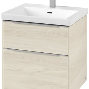 Dulap baza suspendat Villeroy & Boch Subway 3.0 572x576x478 mm cu doua sertare  White Oak  maner aluminiu c950 imagine