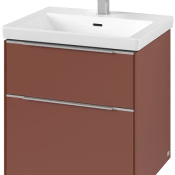 Dulap baza suspendat Villeroy & Boch Subway 3.0 572x576x478 mm cu doua sertare  Wine Red  maner aluminiu c0a2 imagine