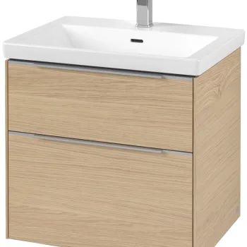 Dulap baza suspendat Villeroy & Boch Subway 3.0 622x576x478 mm cu doua sertare  Nordic Oak  maner aluminiu cb9a imagine