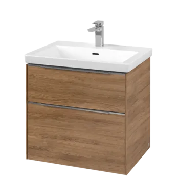 Dulap baza suspendat Villeroy & Boch Subway 3.0 622x576x478 mm cu doua sertare  Oak Kansas  maner aluminiu 1beb imagine