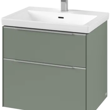 Dulap baza suspendat Villeroy & Boch Subway 3.0 622x576x478 mm cu doua sertare  Soft Green  maner aluminiu 9459 imagine