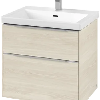 Dulap baza suspendat Villeroy & Boch Subway 3.0 622x576x478 mm cu doua sertare  White Oak  maner aluminiu 1270 imagine