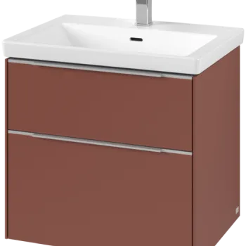 Dulap baza suspendat Villeroy & Boch Subway 3.0 622x576x478 mm cu doua sertare  Wine Red  maner aluminiu aeb7 imagine