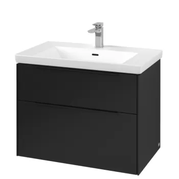 Dulap baza suspendat Villeroy & Boch Subway 3.0 772x576x478 mm cu doua sertare negru Volcano 149d imagine