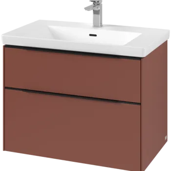 Dulap baza suspendat Villeroy & Boch Subway 3.0 772x576x478 mm cu doua sertare  Wine Red  maner Volcano Black 86f8 imagine