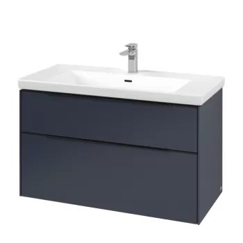 Dulap baza suspendat Villeroy & Boch Subway 3.0 973x576x478 mm cu doua sertare albastru Marine 7955 imagine