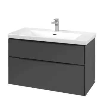 Dulap baza suspendat Villeroy & Boch Subway 3.0 973x576x478 mm cu doua sertare grafit 7240 imagine