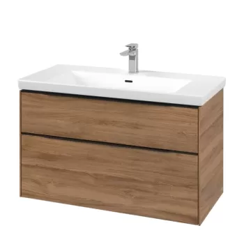 Dulap baza suspendat Villeroy & Boch Subway 3.0 973x576x478 mm cu doua sertare stejar Kansas c039 imagine