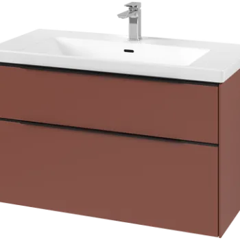 Dulap baza suspendat Villeroy & Boch Subway 3.0 973x576x478 mm cu doua sertare  Wine Red  maner Volcano Black e204 imagine