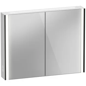 Dulap cu oglinda Duravit XViu cu iluminare LED 102x80cm cu doua usi si doua rafturi de sticla actionare pe senzor margini negru mat 7a88 imagine
