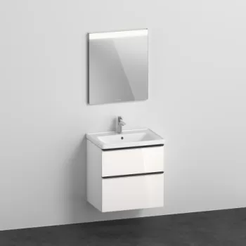 Set mobilier Duravit D-Neo cu dulap baza cu doua sertare 65x48cm alb lucios lavoar si oglinda cu iluminare b25f imagine