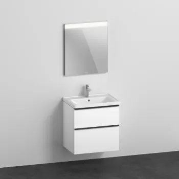 Set mobilier Duravit D-Neo cu dulap baza cu doua sertare 65x48cm alb mat decor lavoar si oglinda cu iluminare a495 imagine