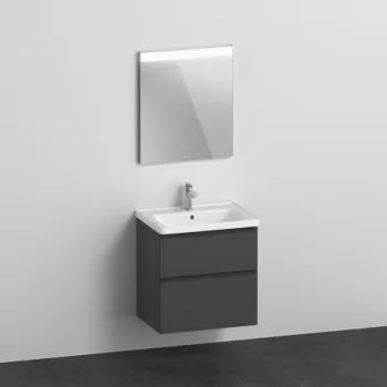 Set mobilier Duravit D-Neo cu dulap baza cu doua sertare 65x48cm grafit mat lavoar si oglinda cu iluminare 65c5 imagine