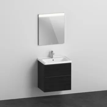 Set mobilier Duravit D-Neo cu dulap baza cu doua sertare 65x48cm stejar negru lavoar si oglinda cu iluminare ac26 imagine