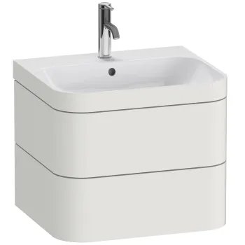 Set mobilier Duravit Happy D.2 Plus 60cm cu lavoar si dulap baza cu doua sertare alb nordic mat satinat 1fc0 imagine