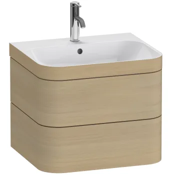 Set mobilier Duravit Happy D.2 Plus 60cm cu lavoar si dulap baza cu doua sertare furnir stejar mediteraneean df82 imagine