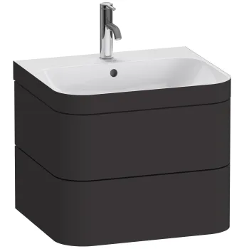 Set mobilier Duravit Happy D.2 Plus 60cm cu lavoar si dulap baza cu doua sertare grafit super mat 5960 imagine