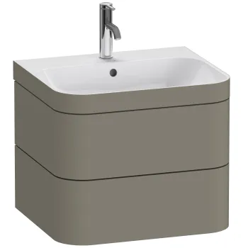 Set mobilier Duravit Happy D.2 Plus 60cm cu lavoar si dulap baza cu doua sertare gri piatra satinat mat lacuit fdb3 imagine