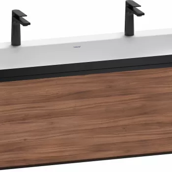 Set mobilier Duravit Vitrium cu lavoar dublu 120cm si dulap baza cu un sertar c-bonded nuc natur c558 imagine