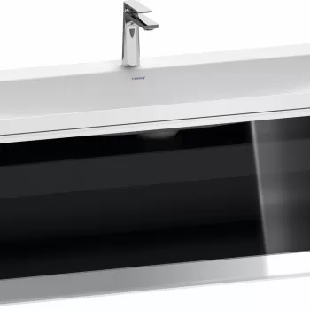 Set mobilier Duravit Vitrium cu lavoar dublu 120cm si dulap baza cu un sertar cu front sticla c-bonded iluminare interioara nuc natur b25a imagine