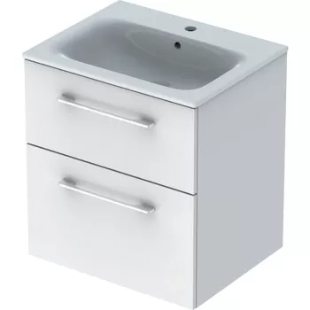 Set mobilier Geberit Selnova Square lavoar 60cm cu margine ingusta si dulap cu doua sertare alb lucios 03d1 imagine