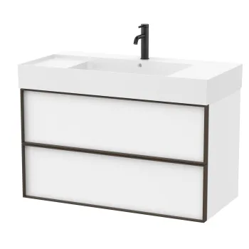 Set mobilier Roca Inspira cu lavoar si dulap baza cu doua sertare 100cm alb mat 8725 imagine