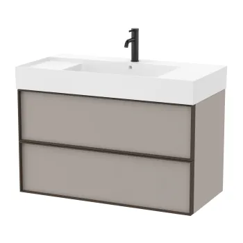 Set mobilier Roca Inspira cu lavoar si dulap baza cu doua sertare 100cm gri nisip 7bd3 imagine