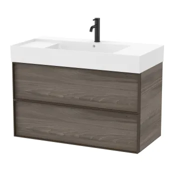 Set mobilier Roca Inspira cu lavoar si dulap baza cu doua sertare 100cm maro magnolia 889a imagine