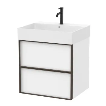 Set mobilier Roca Inspira cu lavoar si dulap baza cu doua sertare 60cm alb mat 6d71 imagine