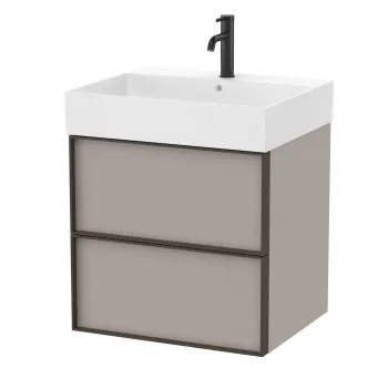 Set mobilier Roca Inspira cu lavoar si dulap baza cu doua sertare 60cm gri nisip 1dfe imagine